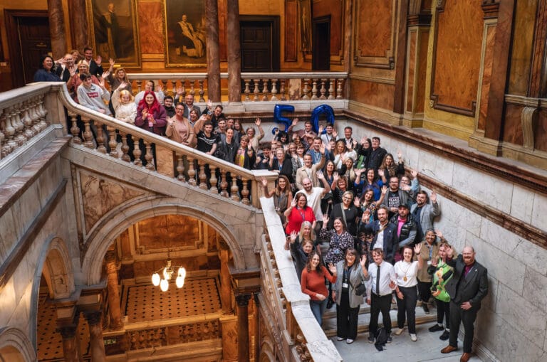 Blue Triangle staff and supported people at Glasgow City Chambers